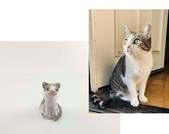 Custom Kitty Figurine - Handmade Miniature - Polymer Clay