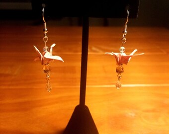 Origami Crane Earrings - Pink