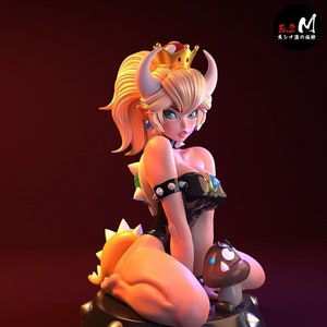 Bowsette Figure 12K Resin 3D Printed Collectible Figure Custom Work Highly Detailed Model Koopa-hime Statue Exquisite Decor UNPAINTED