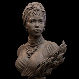 African Woman Bust Afro Girl 12K Resin Printed 3D Model Collectible Figure Custom Work Highly Detailed Model UNPAINTED African Female Statue