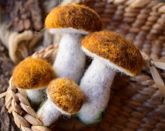 4 PCS Set of Wool Mushrooms Toys Newborn and Sitter Photo Props Mushrooms Accessory Wool Felt Toys to Newborn Photography