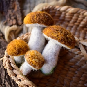 4 PCS Set of Wool Mushrooms Toys Newborn and Sitter Photo Props Mushrooms Accessory Wool Felt Toys to Newborn Photography