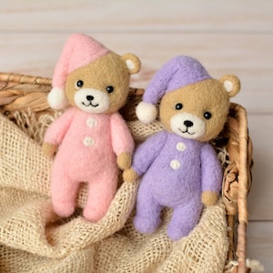 Neugeborenen Teddybär Requisiten, Wolle Bär Spielzeug, Neugeborenen gefilztes Teddy-Spielzeug, Tierspielzeug für Fotografie, Neugeborenen Accessoires, Spielzeug für Fotos