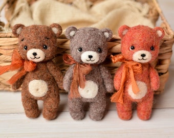 Newborn Teddy Bear Props, Wool Bear Toy, Newborn Felted Teddy Toy, Animal Toy for Photography, Newborn Accessories, Toys for Photos
