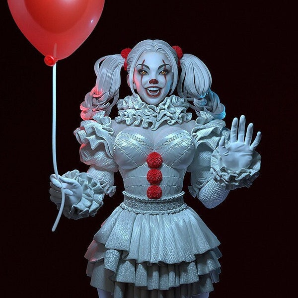 IT Girl 3D Figure Ballon-Portant Clown Statue Horreur Personnage 12K Résine 3D Imprimé Figure de Collection Modèle Très Détaillé NON PEINT