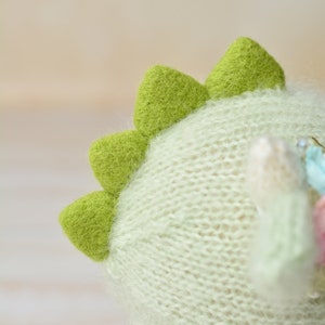 Newborn Dragon Props Set of Bonnet and Wool Dragon Toy Newborn Felted Dragon with Wings Newborn Dragon Outfit Animal Stuffy Baby Shower image 6