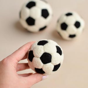 Newborn Felted Balls, Little Football Player Gift, Baby Boy Photo Props, Sports Nursery Decor, Soccer Player Wool Toys, Infant Small Balls Small Ball