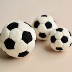 Newborn Felted Balls, Little Football Player Gift, Baby Boy Photo Props, Sports Nursery Decor, Soccer Player Wool Toys, Infant Small Balls image 3