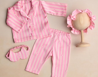 Newborn Pajama Set, Baby Pink Sleepwear, Girl Photo Outfit, VS Style Sleepsuit, Silk Home Costume, Themed Gift, Photo Props
