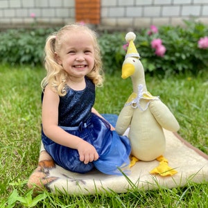 Peluche canard en peluche pour bébé, peluche Bernache du Canada, poupée en forme d&#39;oie faite main, cadeau de baby shower, panier cadeau nouveau-né, cadeau nouvelle maman