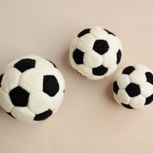 Newborn Felted Balls, Little Football Player Gift, Baby Boy Photo Props, Sports Nursery Decor, Soccer Player Wool Toys, Infant Small Balls image 7
