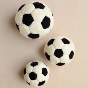 Newborn Felted Balls, Little Football Player Gift, Baby Boy Photo Props, Sports Nursery Decor, Soccer Player Wool Toys, Infant Small Balls image 6