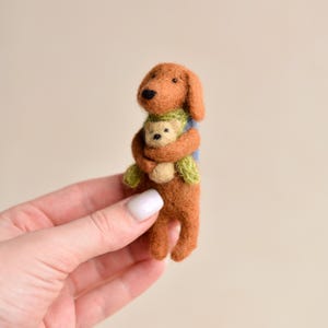 Felted Dog Brooch, Handmade Wool Pin, Cute Little Dog Accessory for Jackets & Children&#39;s Outfits, Needle Felt Animal, Doggy Lover Gift