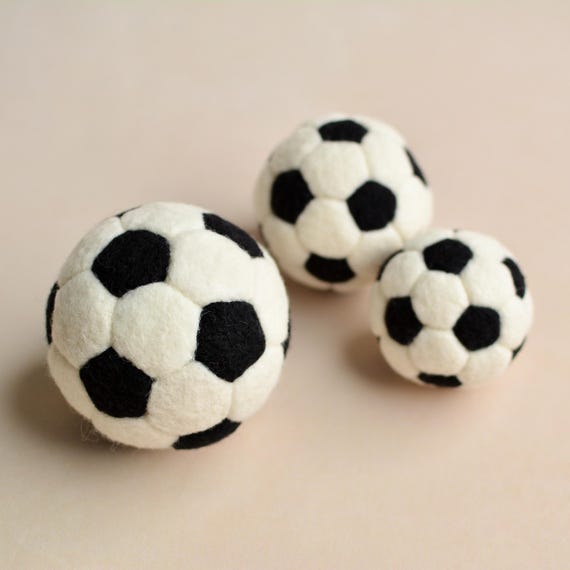 Newborn Felted Balls, Little Football Player Gift, Baby Boy Photo Props, Sports Nursery Decor, Soccer Player Wool Toys, Infant Small Balls