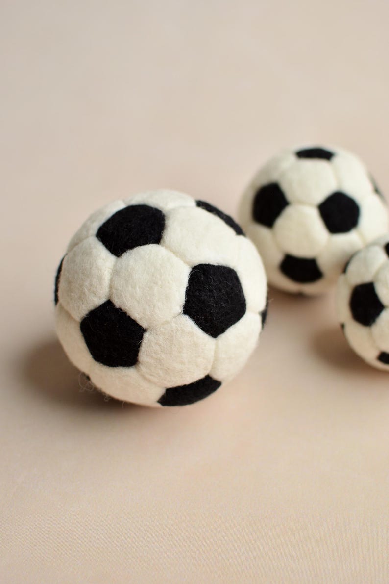 Newborn Felted Balls, Little Football Player Gift, Baby Boy Photo Props, Sports Nursery Decor, Soccer Player Wool Toys, Infant Small Balls Big Ball
