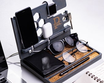 Personalized Desk Organizer for Men Valentine's Day Gift Boyfriend or Husband