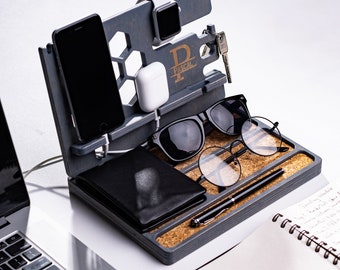 Wooden Business Card Holder Desk Organizer | Professional Office Accessories | Handcrafted Birch Stand