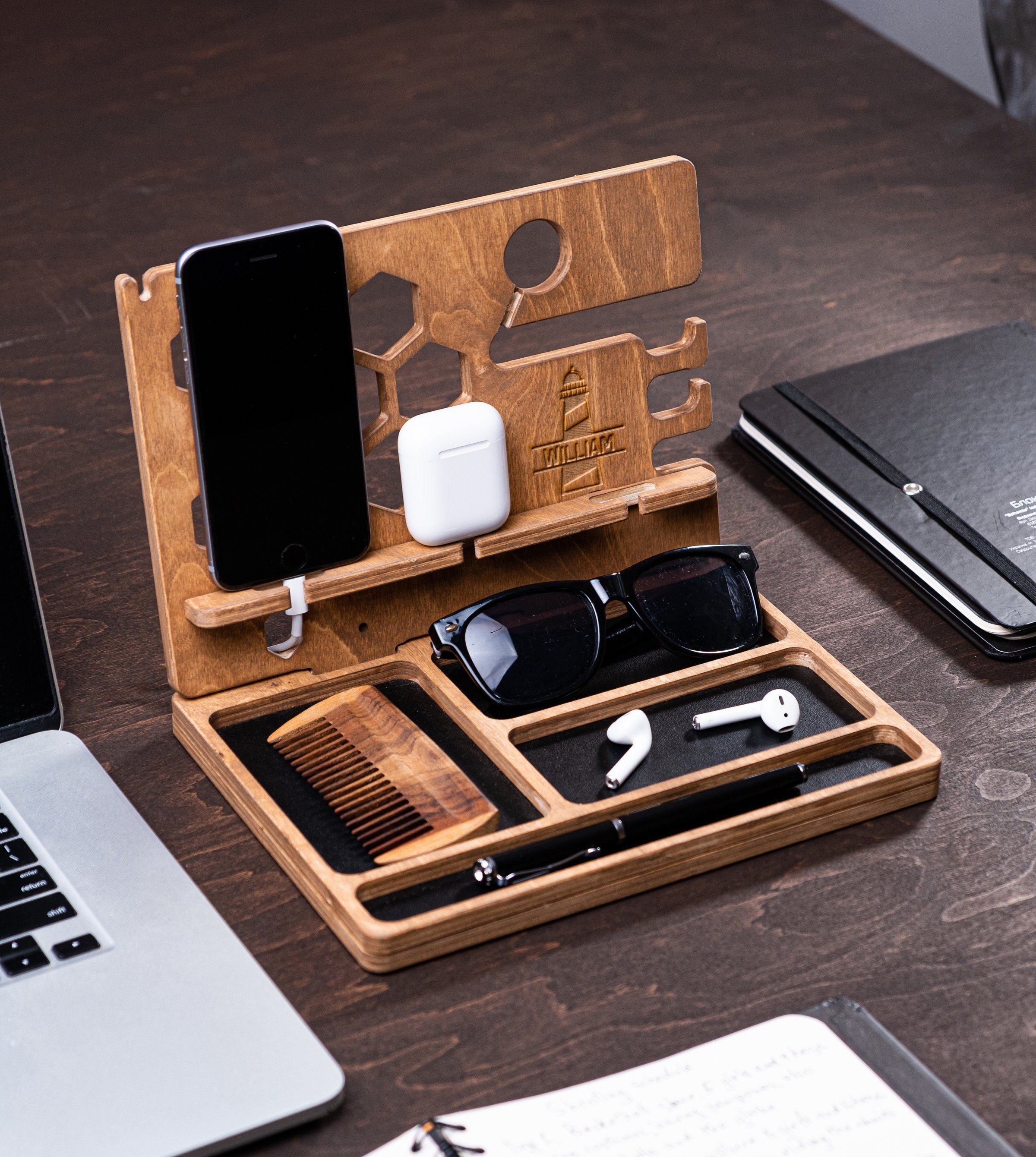 Custom Docking Station for Men - Phone Docking Station Made From Wood ...