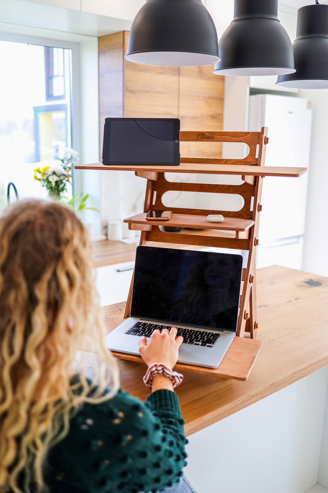Personalized Birch Plywood Standing Desk Laptop Stand | Adjustable ...