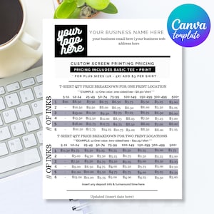 Canva Template - Bulk T-shirt Price List - Editable