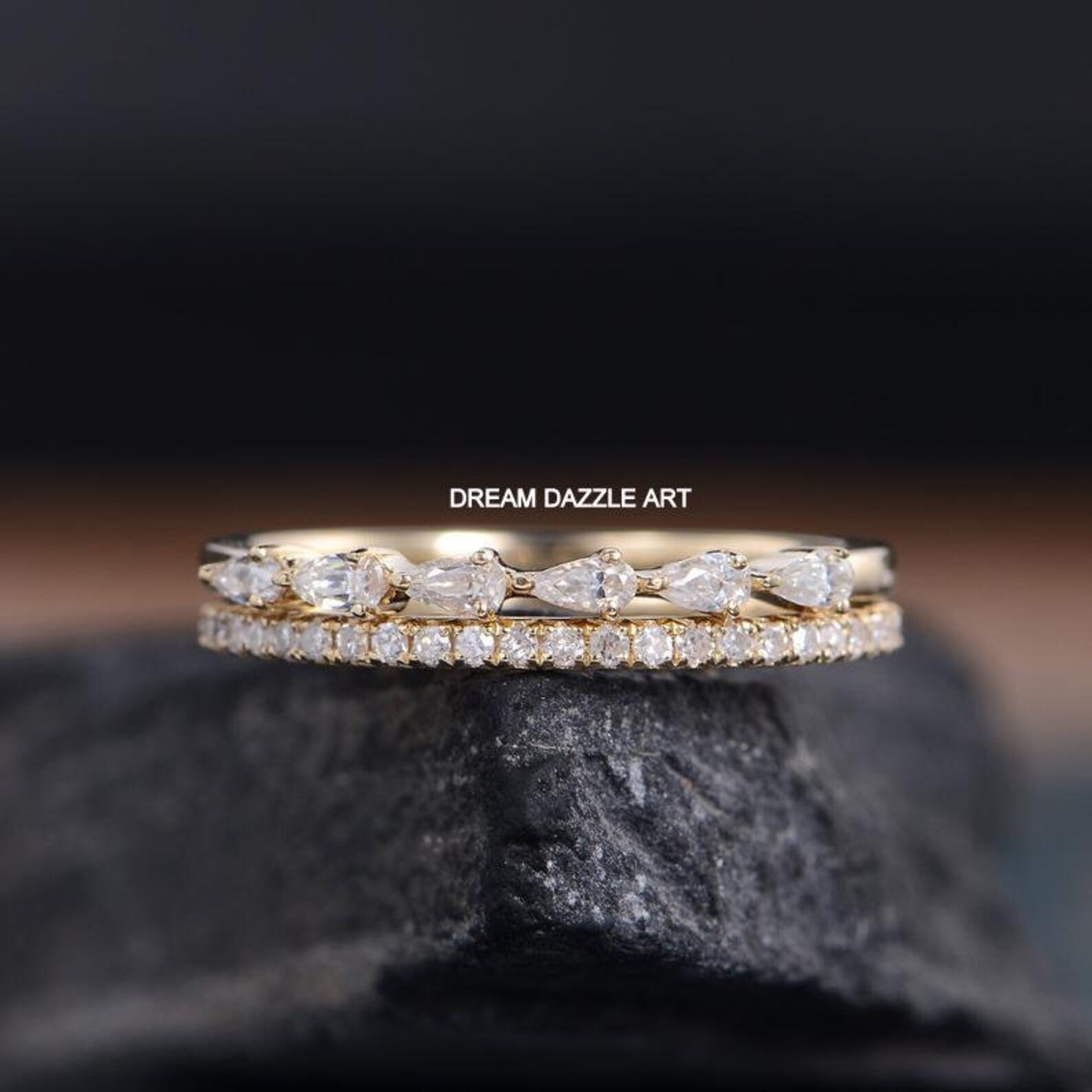 Pear Shaped Wedding Band Women Rose Gold Bridal Stacking Etsy