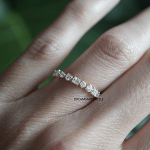 Multi-Shape Eternity Band,Moissanite Band, 10K Solid Gold Band, Prong Set ,White Moissanite Wedding Bridal Stacking Band, Promise Band.