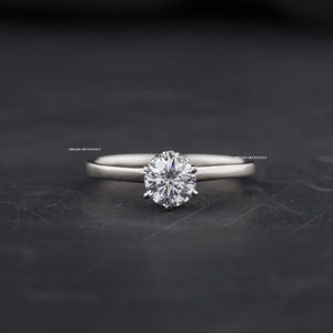 Round Moissanite 1.50CT Diamond Ring Round Moissanite Engagement Ring With Halo And Pave Eternity Diamond, Round Cut Moissanite Diamond Ring