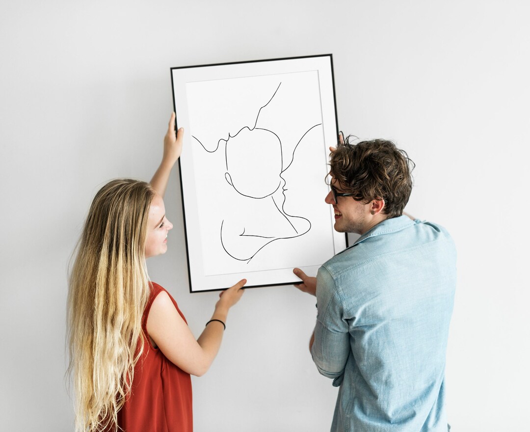 Mom Dad and Son Line Art, New Family Art Gift, Family Poster, Mother ...