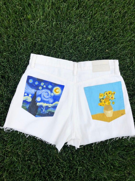 Hand Painted Denim / Jean Shorts Womens 