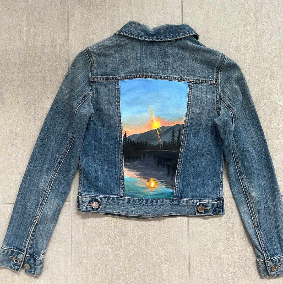 River Sunset Hand Painted Jean/ Denim Jacket - Etsy