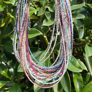Faceted Gemstone Beaded Choker: 2mm Boho Necklace