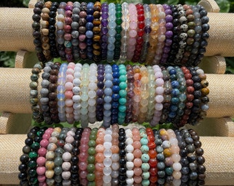 Gemstone Bracelets for Women and Men, Stretchy Crystal Bracelet Wholesale, 6mm, 8mm, 10mm