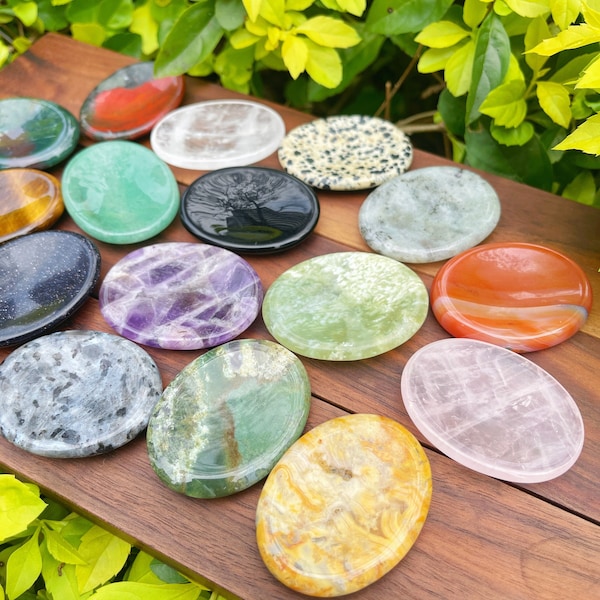 26 Kinds of Crystal Worry Stone, Reiki Chakra Crystal Stone, Gemstone Worry Stone, Reiki Healing, Meditation Crystal, Gift for Her