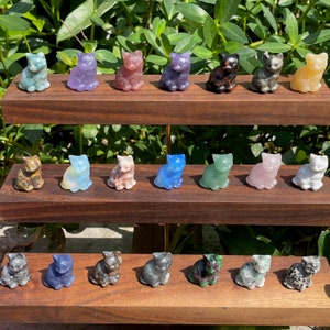 Mini Crystal Cat Carving: Gemstone Animal Figurine, Healing Crystals