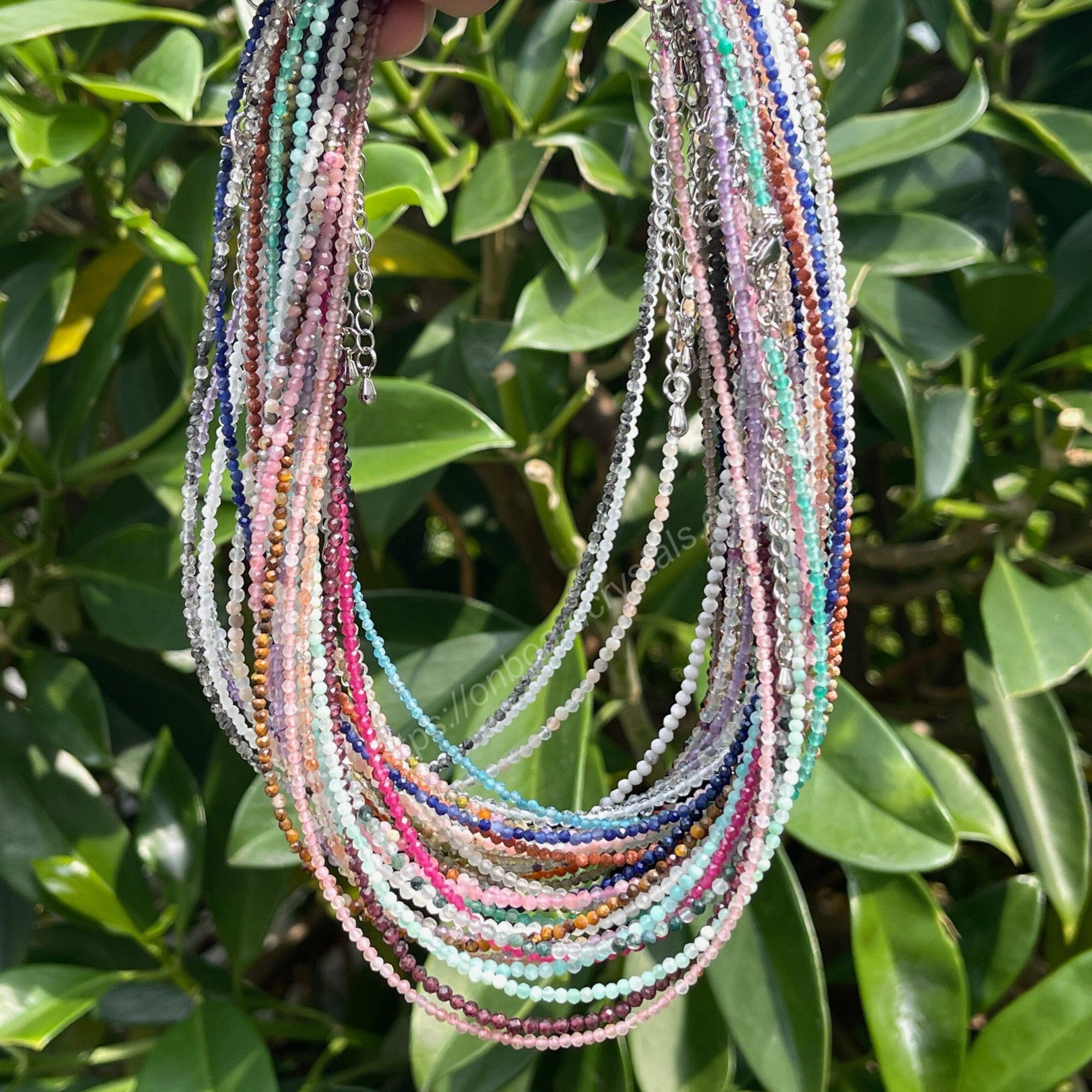 Facettierte Edelstein Perlen Choker: 2 mm Boho Halskette