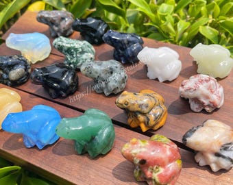 Cute Crystal Frog Figurine, Crystal Animal Carvings, Education Crystal, Home Decor, Crystal Gift, Green Aventurine/Opalite