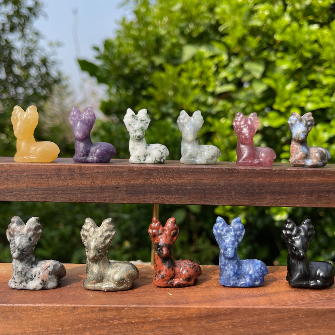 1.2'' Crystal Deer, Mini Gemstone Deer Figurine, Christmas Deer