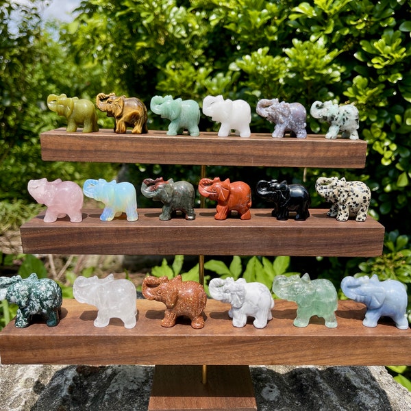 Figura de elefante de cristal de 1,5'', mini animal de cristal, elefante de piedra preciosa, decoración del hogar, regalo para ella, talla de cristal