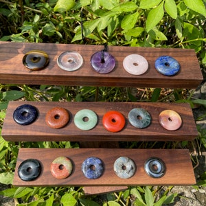 Gemstone Donut Pendant: 30mm Crystal Pi Necklace