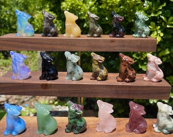 Figura de lobo de cristal (4 cm) - Tallado de piedras preciosas, decoración del hogar