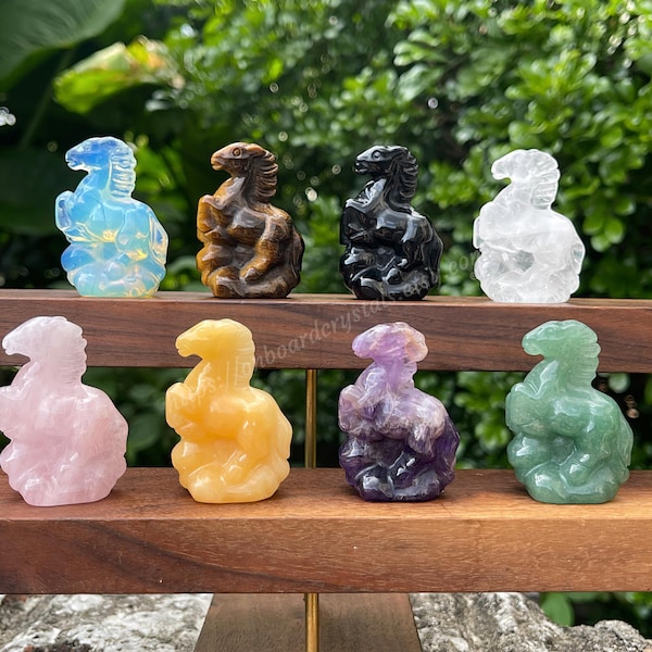 Escultura de caballo de cristal: piedra curativa de Reiki, decoración de escritorio, regalo espiritual