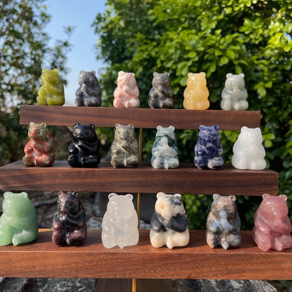 40mm Crystal Bear, Cut Gemstone Bear Carving, Crystal Animal, Home Decor, Crystal Gift, Crystal Collection, Wholesale Crystals