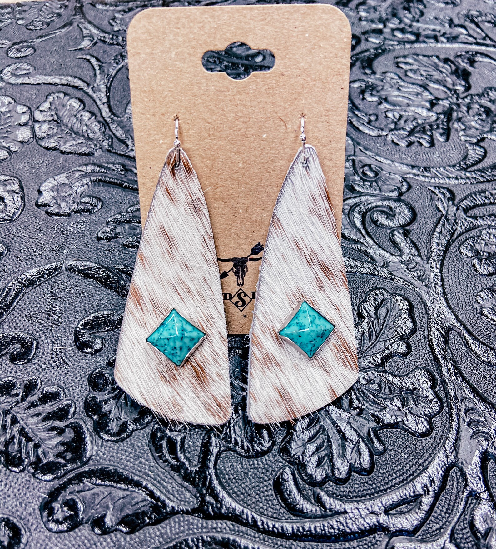 Handmade Leather Earrings Cow Hide Earrings Hair On Hide Etsy