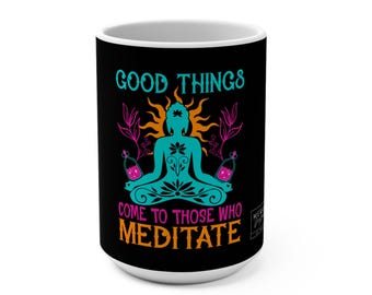 Meditation Mug: 15oz Ceramic Cup for Yoga & Self Care