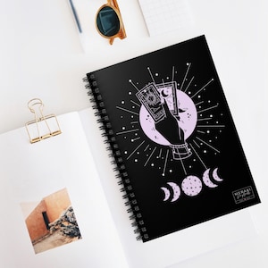 Tarot Moon Journal – Witchy Lined Notebook for Tarot Readings, Moon Phases, and Manifestation | Spiritual Gift for Witches