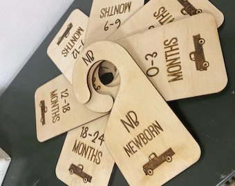 Retro Vintage Baby Closet Dividers Wood, Handmade, Baby Gift, Retro Baby, Nursery Organization