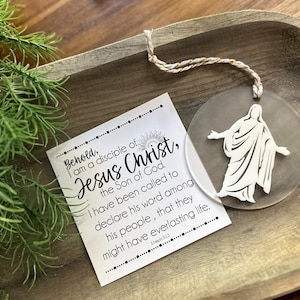 LDS, 2024 Youth Theme, Behold, I am a disciple of Jesus Christ, Young Women, Christmas Ornament, Silver mirrored magnet. 3 Nephi 5:13