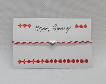 Handmade Martis/March/Martenitsa/Martinka/Martisor/Spring/Red and White Bracelet