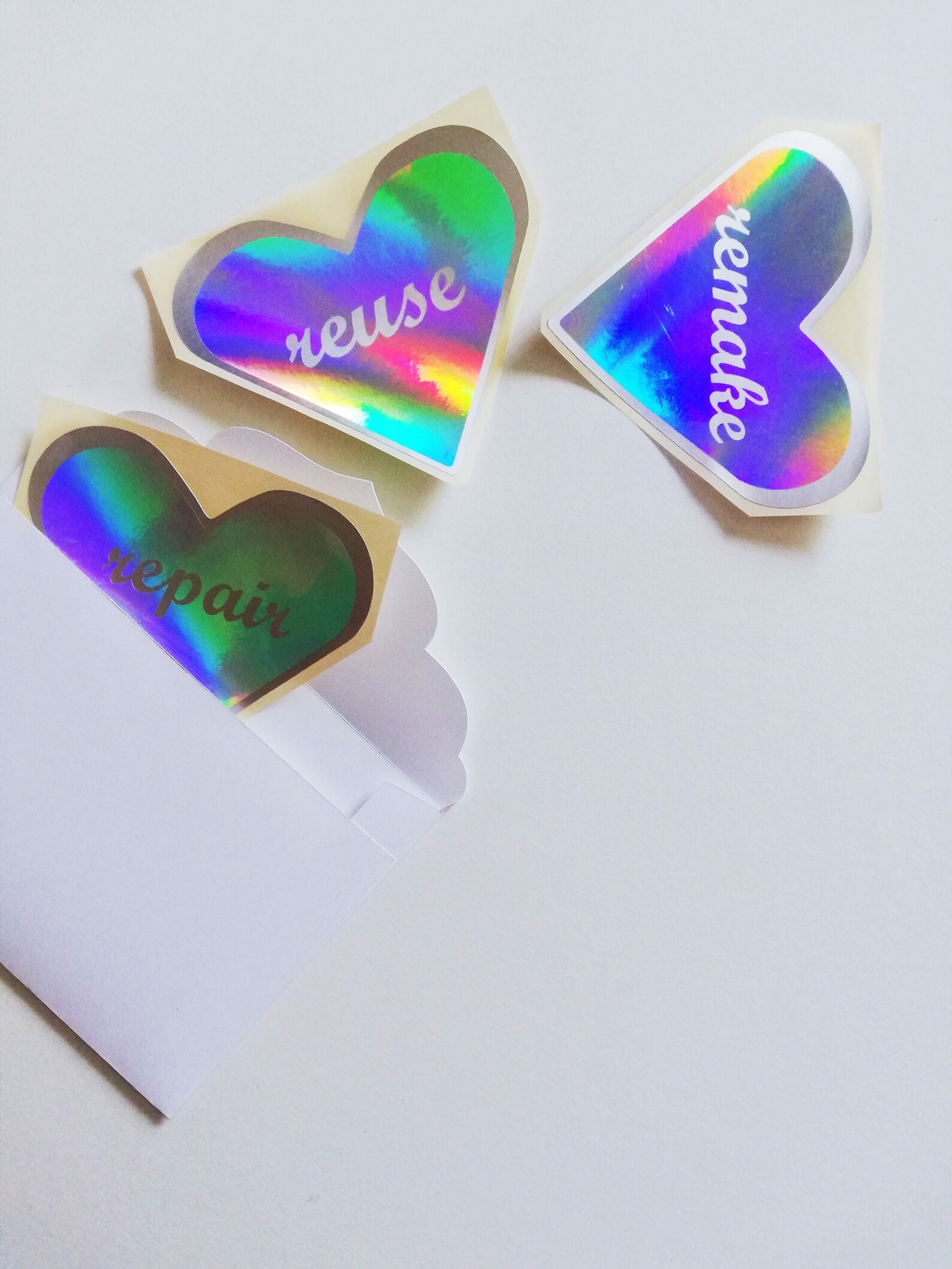 Holographic heart sticker bundle 3 vinyl statement stickers Etsy