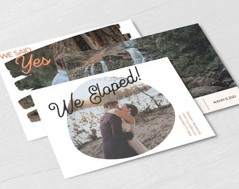 Elopement Announcement Postcard Templates for Canva